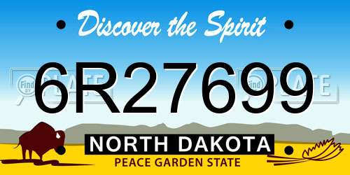6R27699 North Dakota License Plate