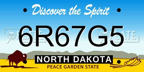 6R67G5 North Dakota License Plate