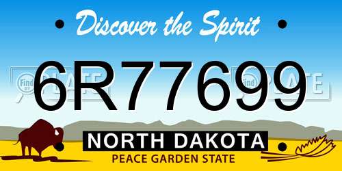 6R77699 North Dakota License Plate