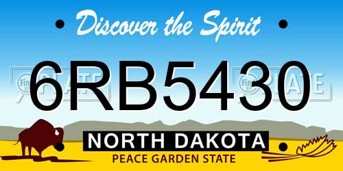 6RB5430 North Dakota License Plate