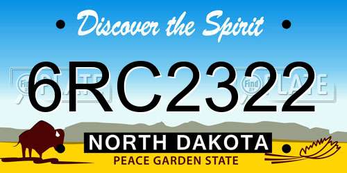 6RC2322 North Dakota License Plate