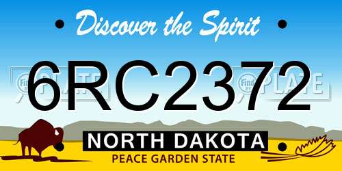 6RC2372 North Dakota License Plate