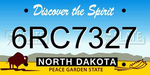 6RC7327 North Dakota License Plate