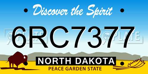 6RC7377 North Dakota License Plate