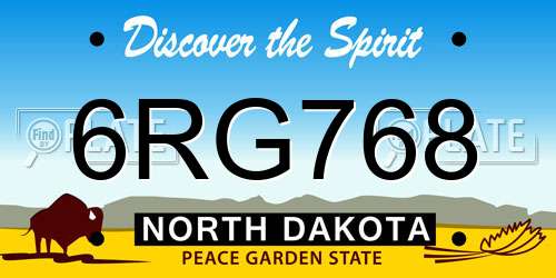 6RG768 North Dakota License Plate