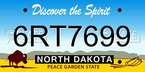 6RT7699 North Dakota License Plate