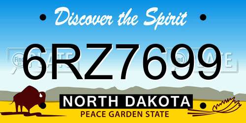6RZ7699 North Dakota License Plate