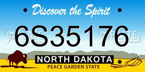 6S35176 North Dakota License Plate