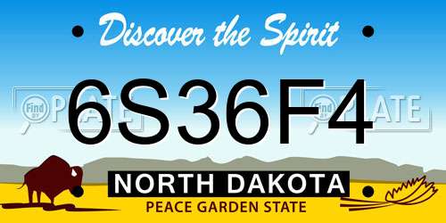 6S36F4 North Dakota License Plate