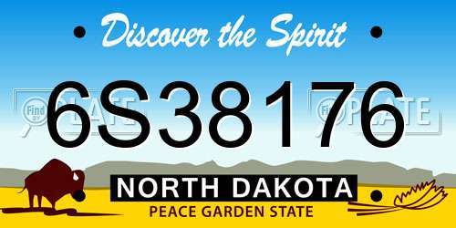 6S38176 North Dakota License Plate