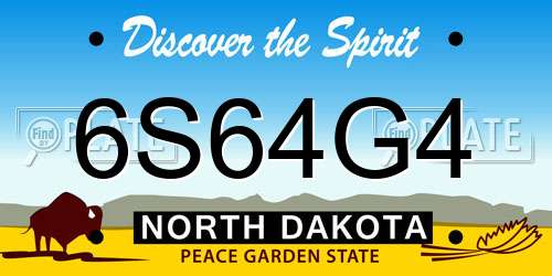 6S64G4 North Dakota License Plate