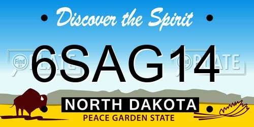 6SAG14 North Dakota License Plate