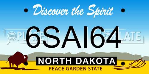 6SAI64 North Dakota License Plate