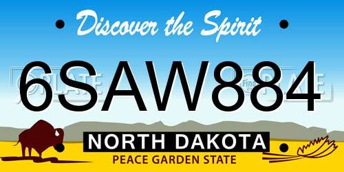 6SAW884 North Dakota License Plate
