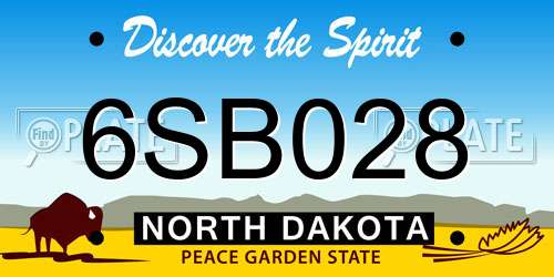 6SB028 North Dakota License Plate