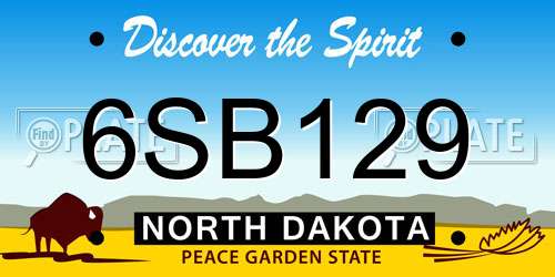 6SB129 North Dakota License Plate
