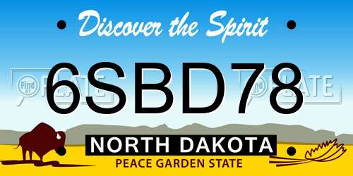 6SBD78 North Dakota License Plate