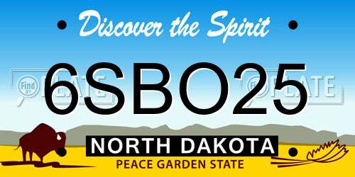 6SBO25 North Dakota License Plate