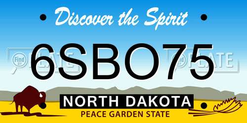 6SBO75 North Dakota License Plate