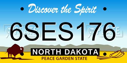 6SES176 North Dakota License Plate