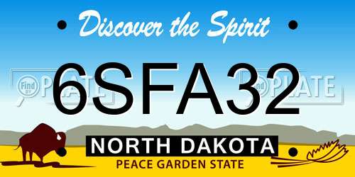 6SFA32 North Dakota License Plate