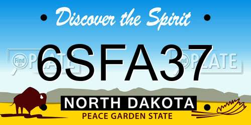 6SFA37 North Dakota License Plate