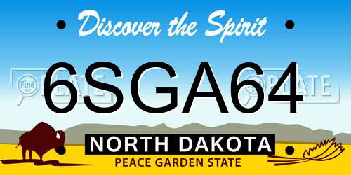 6SGA64 North Dakota License Plate