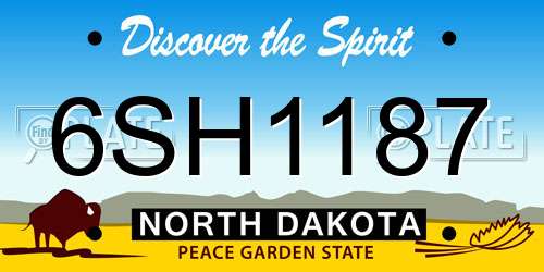 6SH1187 North Dakota License Plate