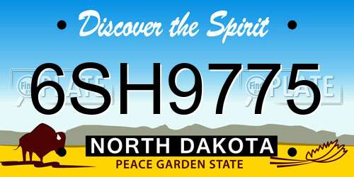 6SH9775 North Dakota License Plate