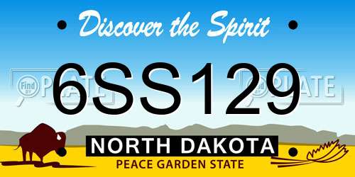 6SS129 North Dakota License Plate