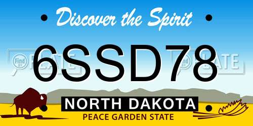6SSD78 North Dakota License Plate