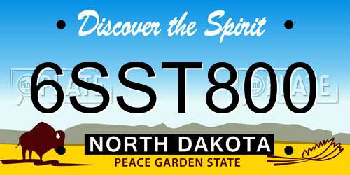 6SST800 North Dakota License Plate