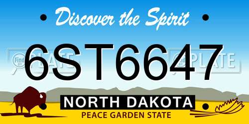 6ST6647 North Dakota License Plate