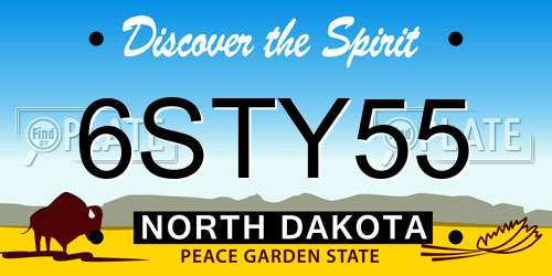 6STY55 North Dakota License Plate