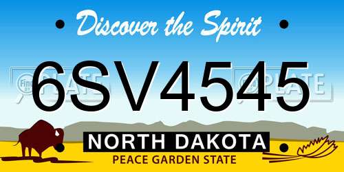 6SV4545 North Dakota License Plate