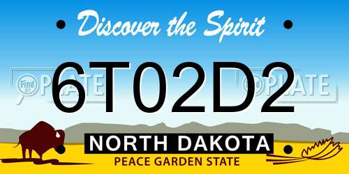 6T02D2 North Dakota License Plate