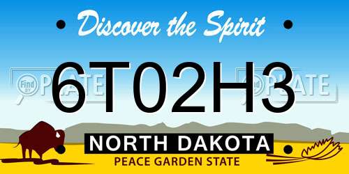 6T02H3 North Dakota License Plate