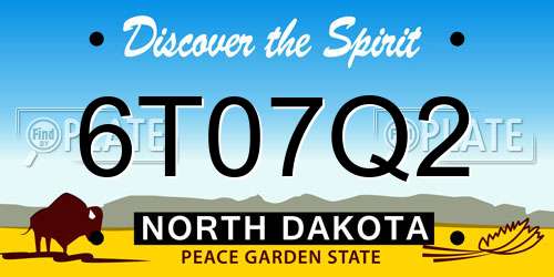 6T07Q2 North Dakota License Plate