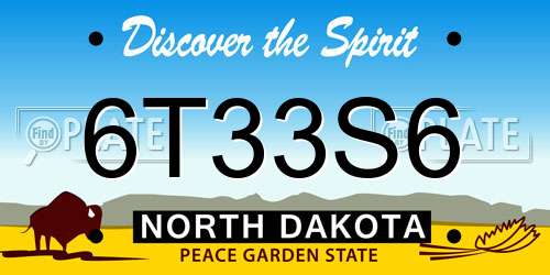 6T33S6 North Dakota License Plate