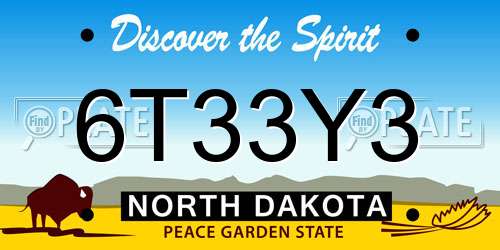 6T33Y3 North Dakota License Plate