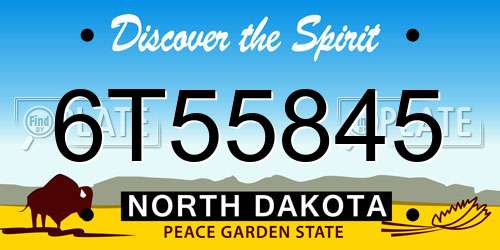 6T55845 North Dakota License Plate