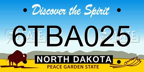 6TBA025 North Dakota License Plate