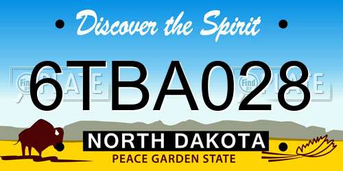 6TBA028 North Dakota License Plate