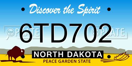6TD702 North Dakota License Plate