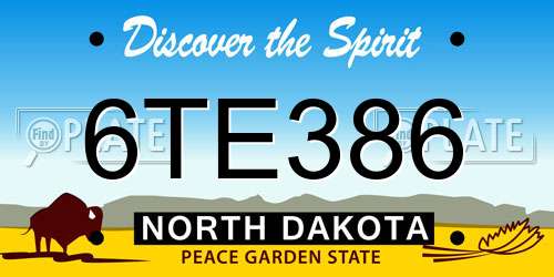 6TE386 North Dakota License Plate