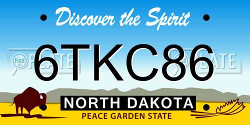 6TKC86 North Dakota License Plate