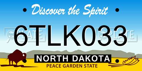 6TLK033 North Dakota License Plate