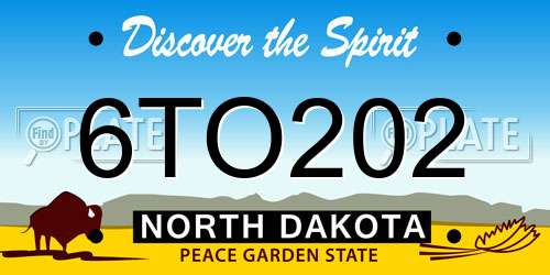 6TO202 North Dakota License Plate