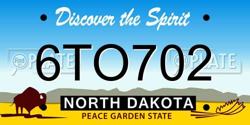6TO702 North Dakota License Plate