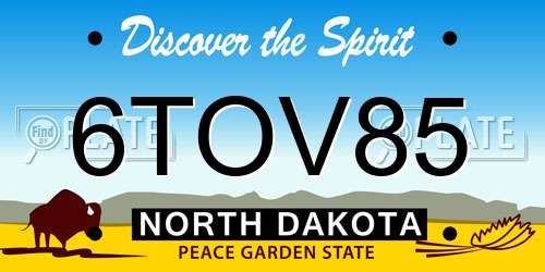6TOV85 North Dakota License Plate